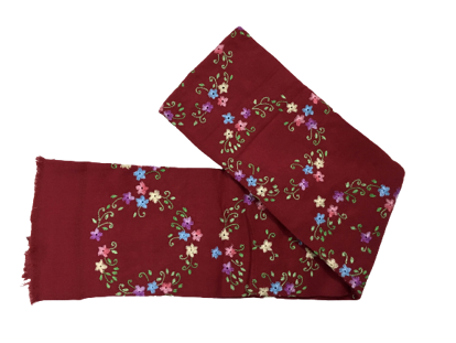 Picture of Small flowers on Marron Woolen Shwal-708